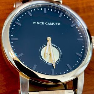 The Cadet by Vince Camuto Mens 44mm Gold-tone Black Dial Stainless Steel Watch